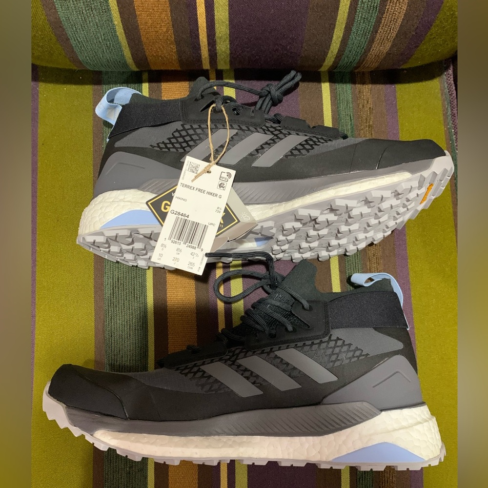 Adidas nwt terrex free hiker Goretex hiking trail boots blwck three stripe 10